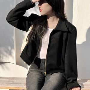 세미 크롭 스웨이드 자켓