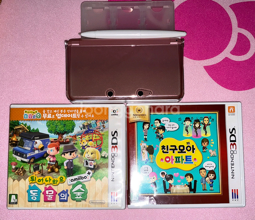 닌텐도 3ds 로즈핑크 기기/친모아/튀동숲 일괄 판매--0