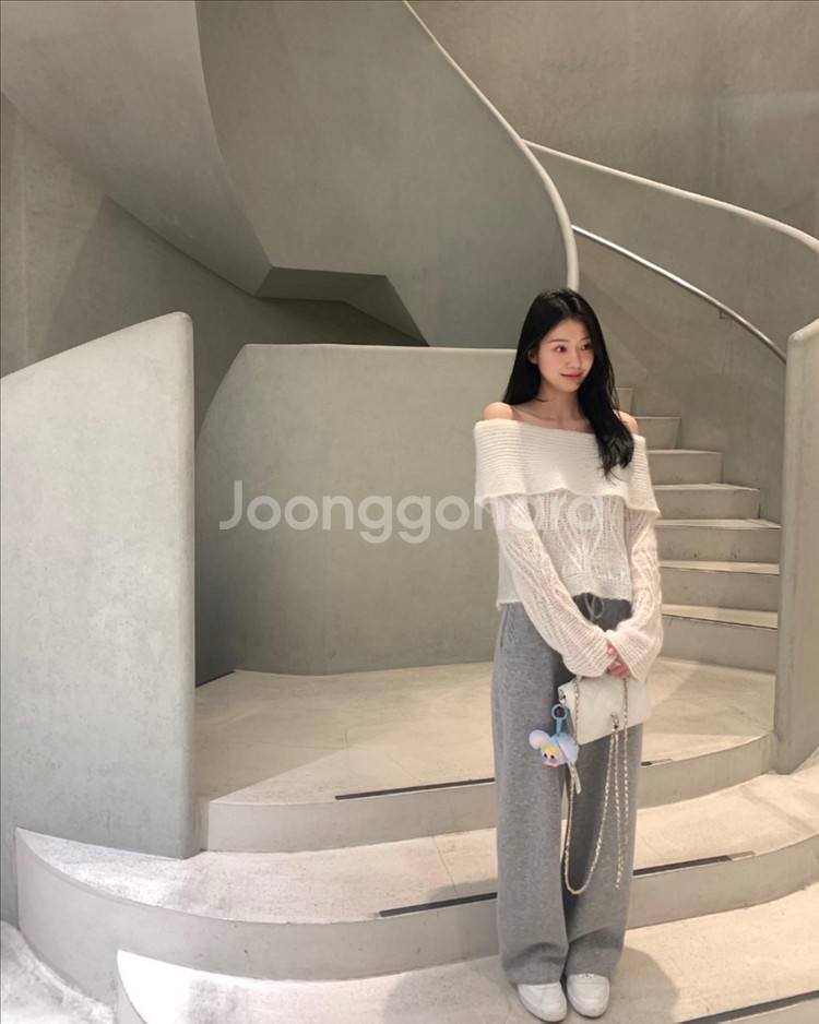 르플레인 뉴캐시미어 니트팬츠 그레이 롱기장--1