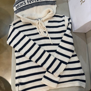 디올 오블리크 스트라이프 후드 니트