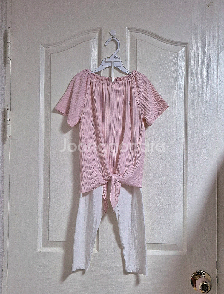 140/10-11Y 페리미츠 골지 매듭티+폴햄 아이보리 레깅스 상하복세트--1