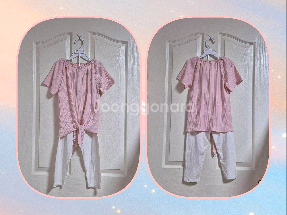 140/10-11Y 페리미츠 골지 매듭티+폴햄 아이보리 레깅스 상하복세트--0