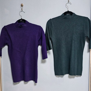 여성-반목 반폴라 반팔니트 (1+1)