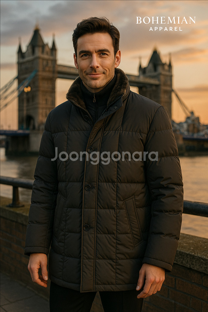 [남자 100]갤럭시 라이프스타일 사각퀄팅 구스다운 정장코트--9