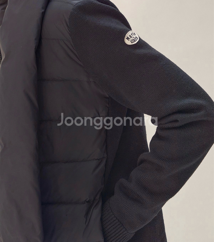 (새상품) 마리끌레르 니트 다운 머플러 포함 간절기 구스 경량 패딩 55--4