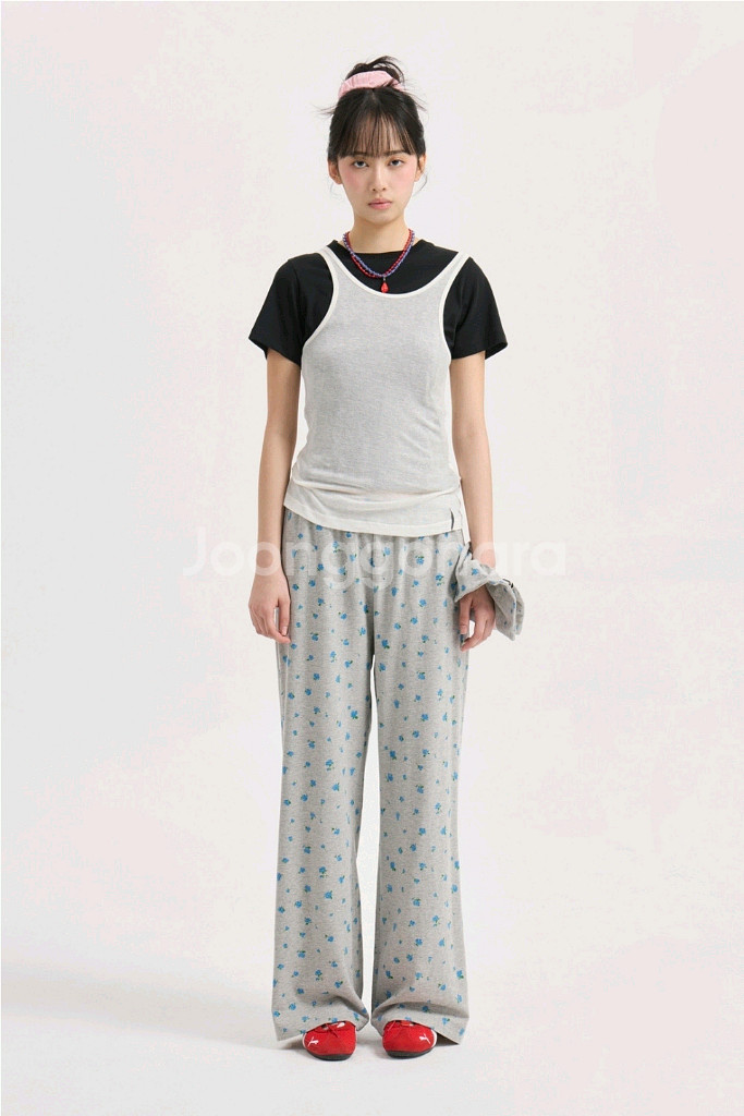 럭키슈에뜨 패턴 저지 롱 팬츠 멜란지그레이 36사이즈--1