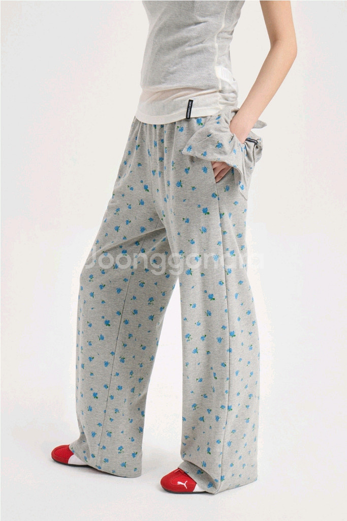 럭키슈에뜨 패턴 저지 롱 팬츠 멜란지그레이 36사이즈--3