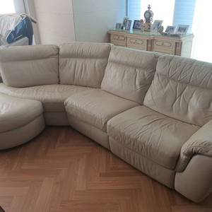 가죽 4인용 코너 소파