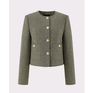 룩캐스트 베이비 알파카 트위드 자켓 카키 s사이즈