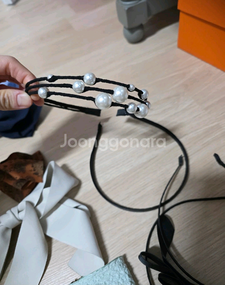 여성용 리본핀 머리띠 세트--6