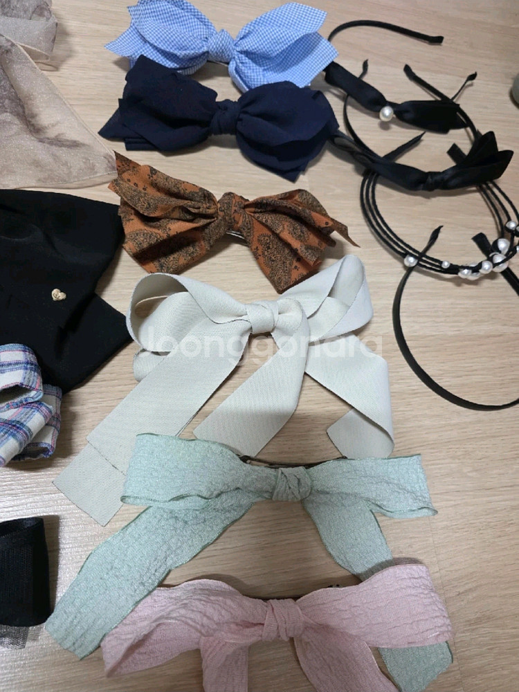 여성용 리본핀 머리띠 세트--3