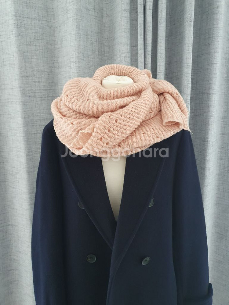 (상태좋음)핑크 니트 롱 목도리겸 숄, 머플러--4