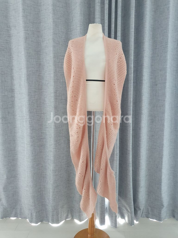 (상태좋음)핑크 니트 롱 목도리겸 숄, 머플러--5