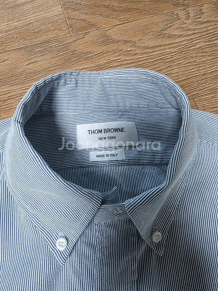 톰브라운 스트라이프 반팔 셔츠--4