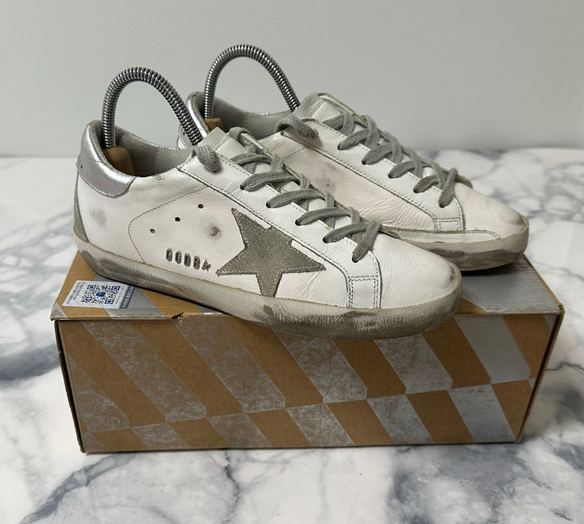 [36] 골든구스 슈퍼스타 실버탭 스니커즈--5