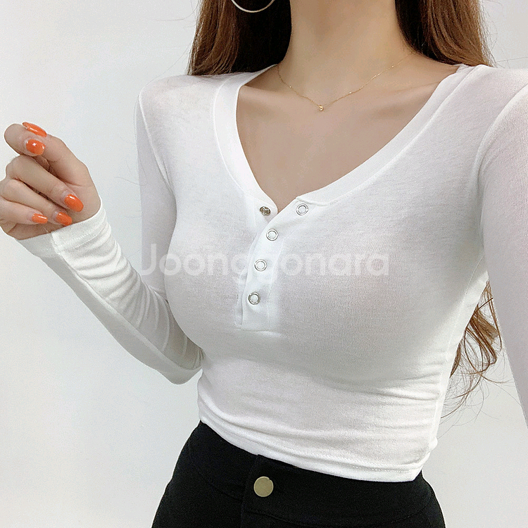 새상품 버튼 티셔츠 긴팔버젼 슬림티--2