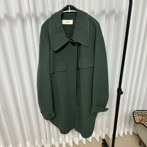 SYSTEM 녹색 모 캐시미어 혼방 코트