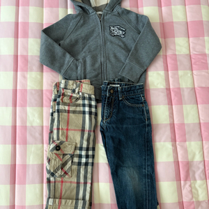 버버리 키즈 후드집업 바지 세트3종 /4y+3y