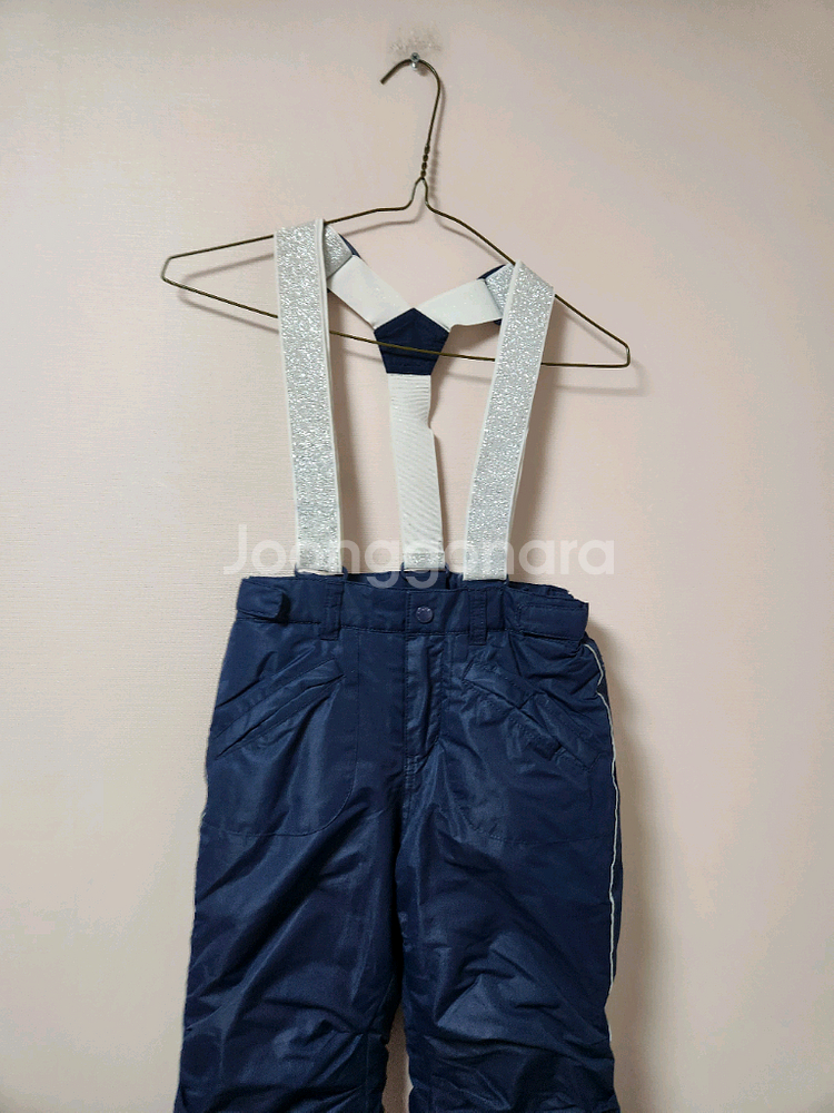 120사이즈 오후키즈 네이비 은색멜빵 스키복 바지--2