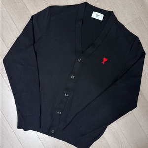 ami 아미 스몰 하트 로고 울 가디건 블랙 L 사이즈