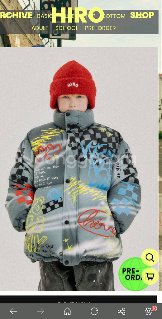 히로 드로잉블랙 150 glgk 누빔점퍼 160--0