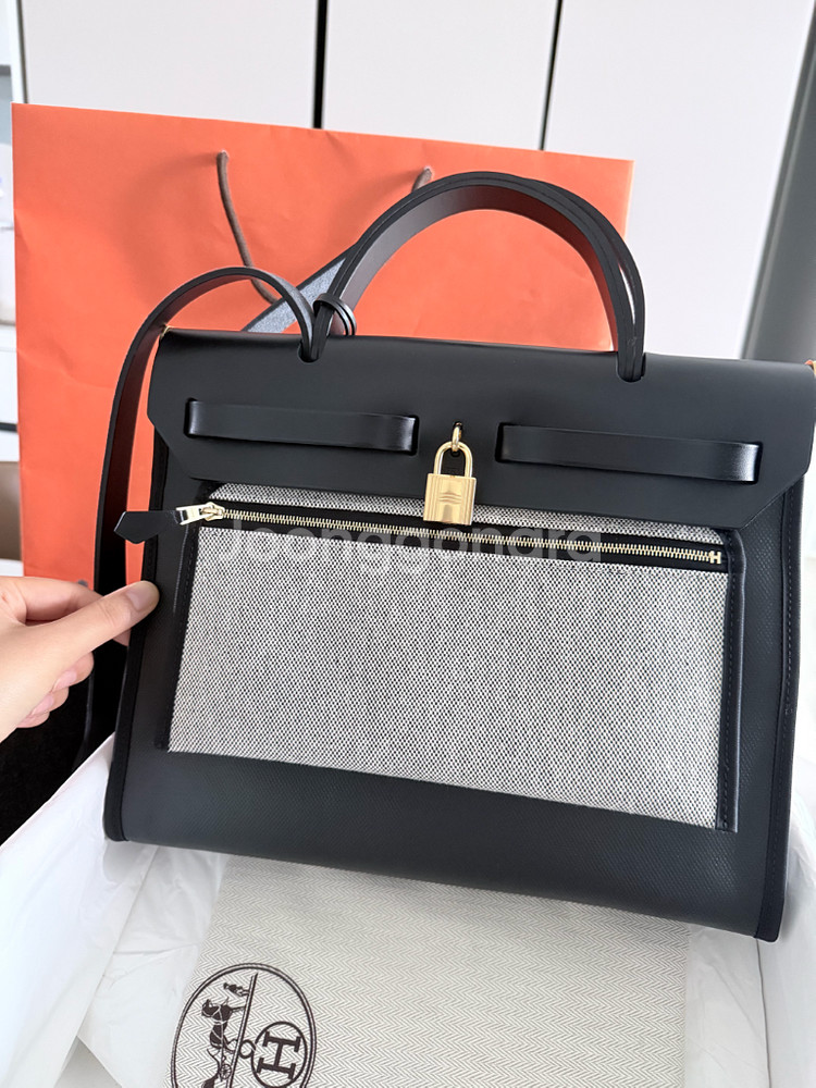 에르메스 에르백31 코팅 블랙 금장 새상품--5