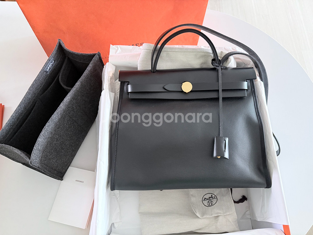 에르메스 에르백31 코팅 블랙 금장 새상품--6
