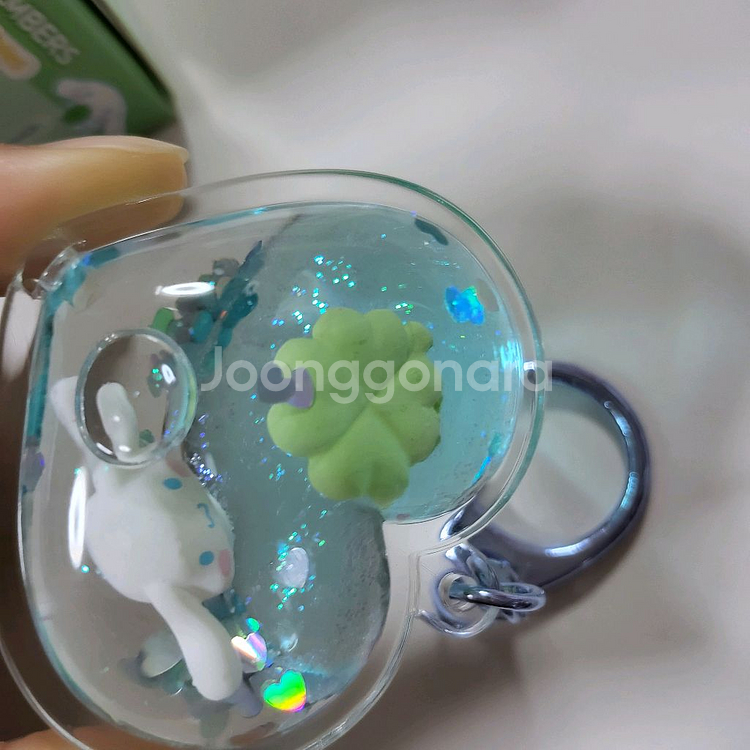 산리오 시나모롤 인어 미니 플러시 마스코트 인형+네잎클로버 키링 세트--8