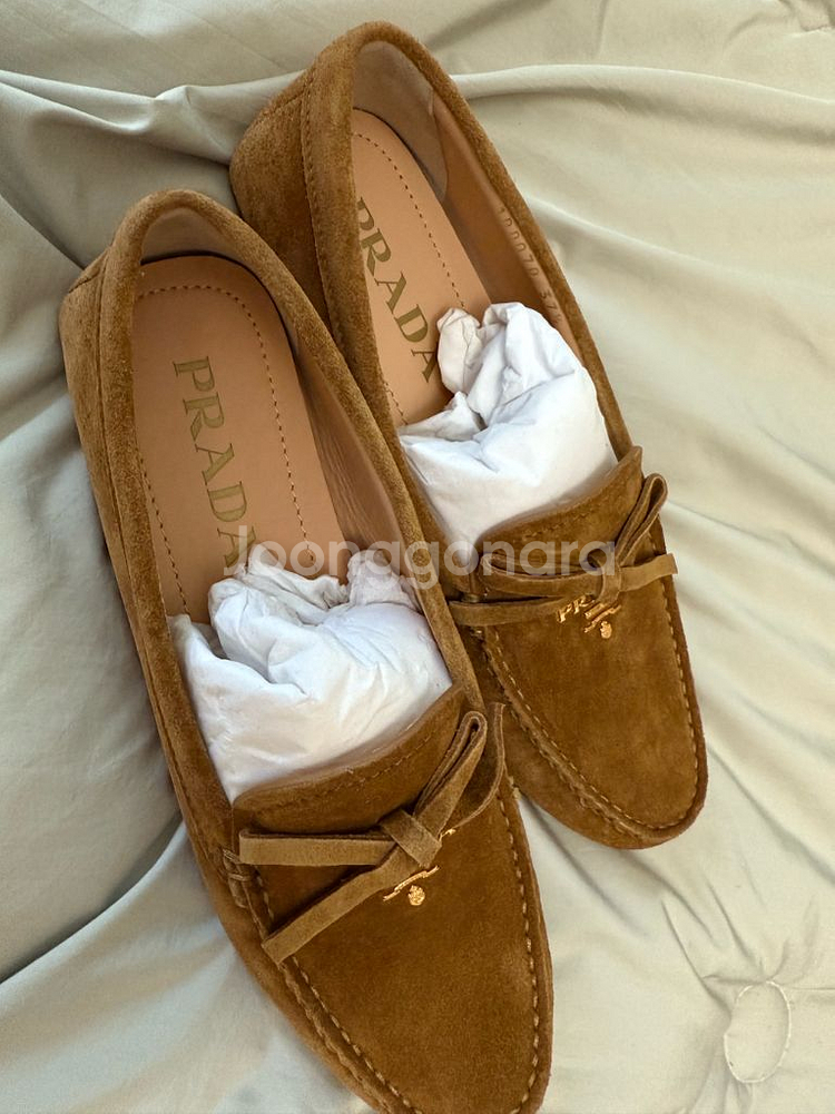 프라다 스웨이드 드라이빙슈즈 37.5 모카무스컬러 새상품--3