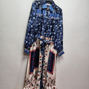 산드로 프린트 실크 원피스