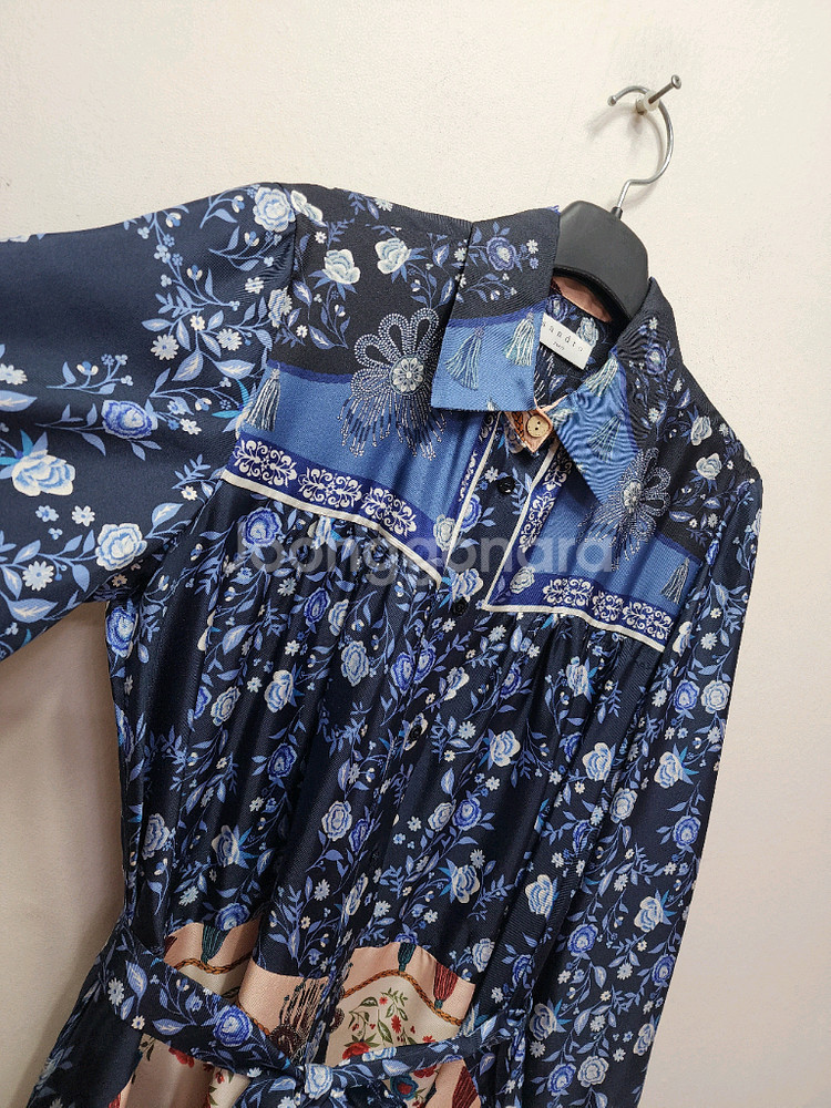 산드로 프린트 실크 원피스--1