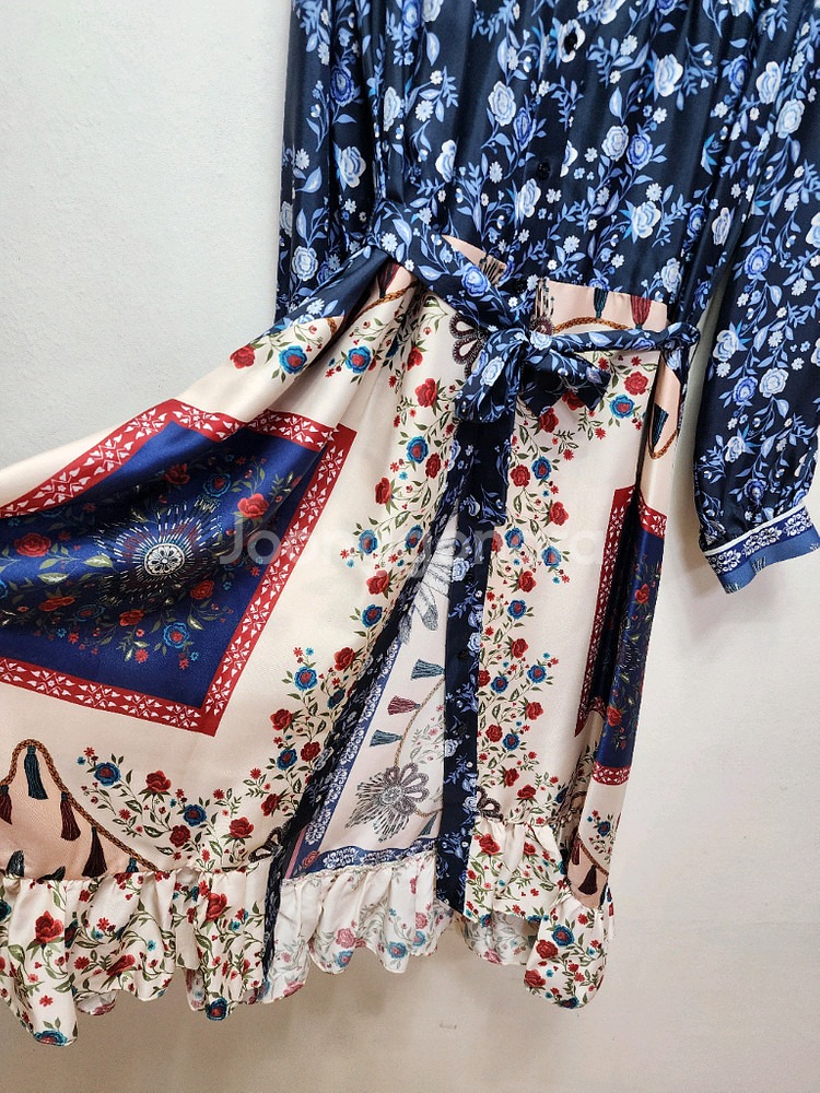 산드로 프린트 실크 원피스--3