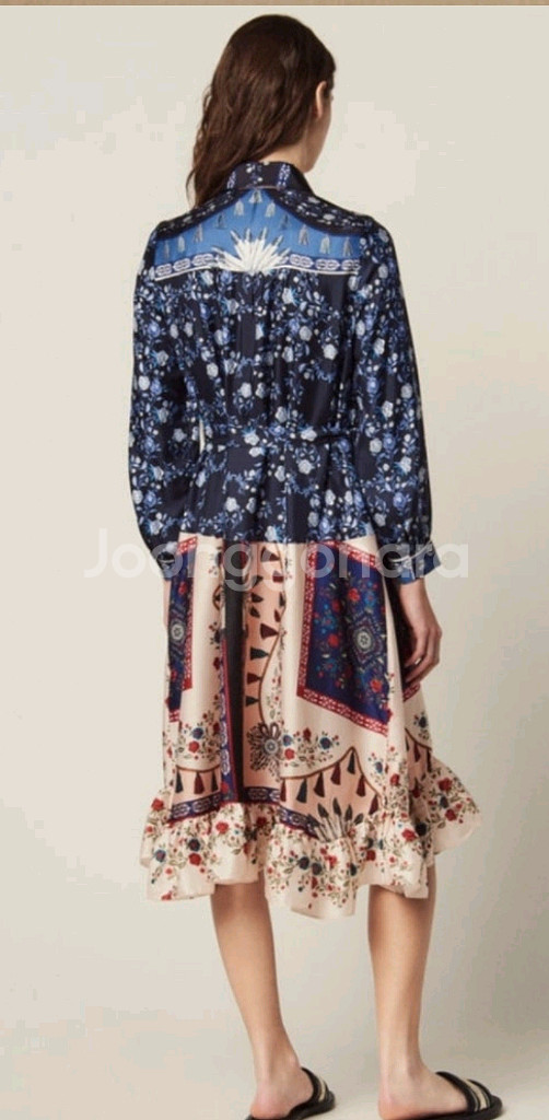 산드로 프린트 실크 원피스--8