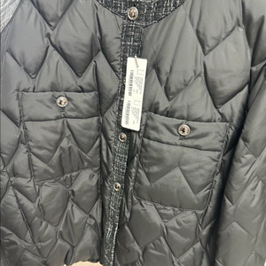 조이너스 트위드 배색 퀼팅 덕다운 점퍼 66 새상품