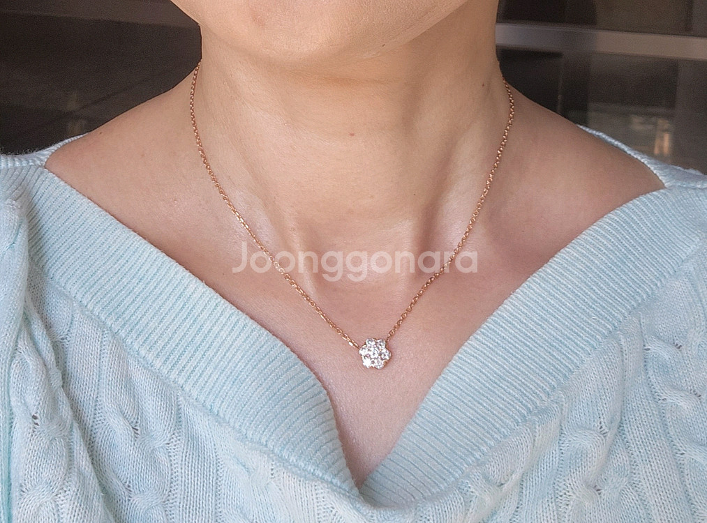 14K 골드 랩 다이아몬드 목걸이--0