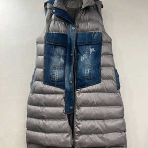 데님 롱조끼패딩