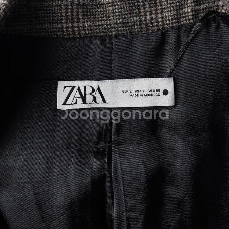 [L]자라 브라운 체크 울 자켓 블레이저 싱글브레스티드재킷--4