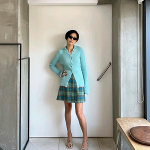 산드로 체크 랩 스커트 미착용