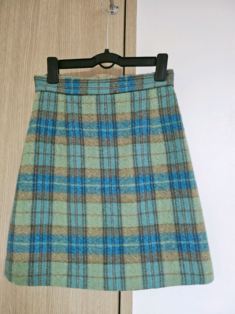 산드로 체크 랩 스커트 미착용--4