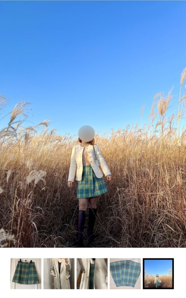 산드로 체크 랩 스커트 미착용--1