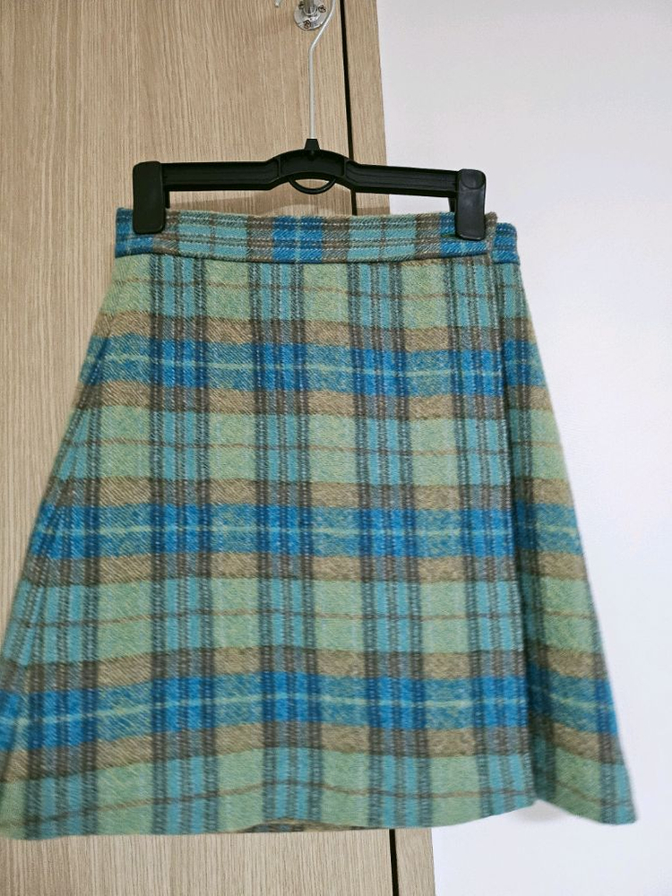 산드로 체크 랩 스커트 미착용--3