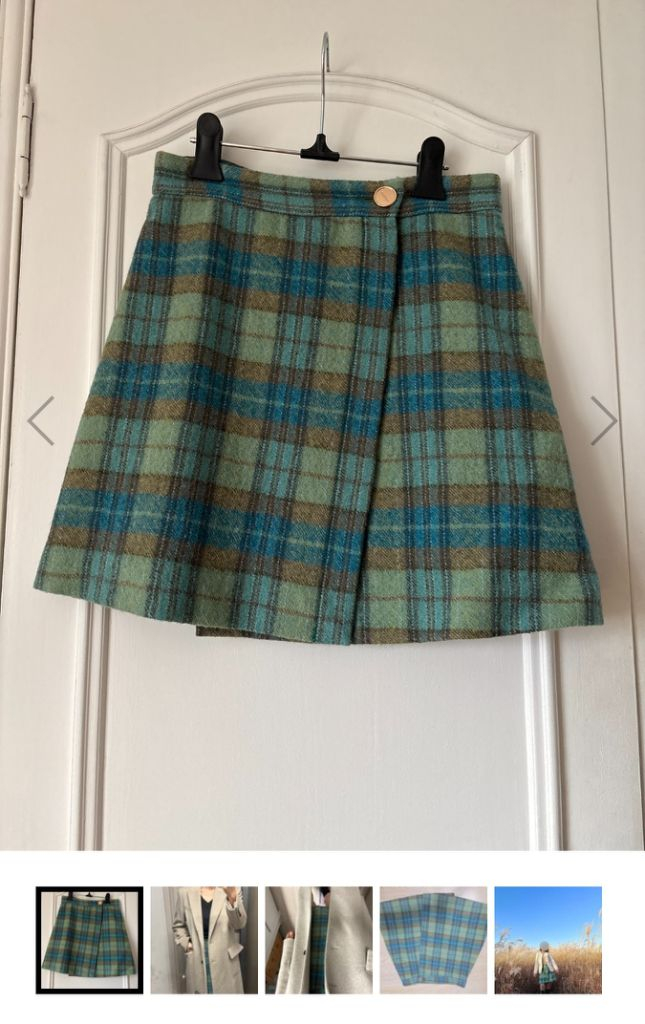 산드로 체크 랩 스커트 미착용--2