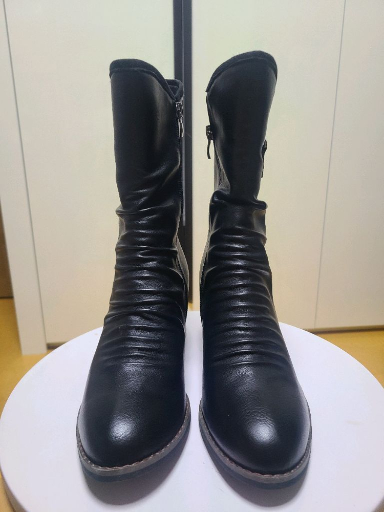 블랙 주름 미들 부츠 235mm--1