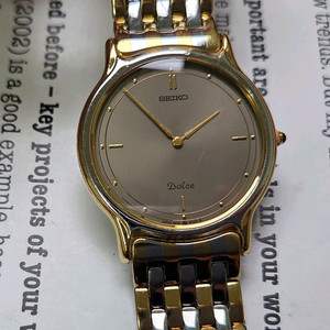 빈티지 세이코 돌체 순정 그레이다이얼 슬림쿼츠 브레이슬
