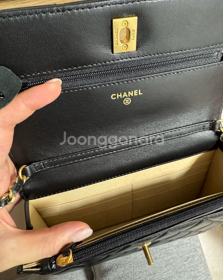 샤넬 woc 골드볼 램스킨--3