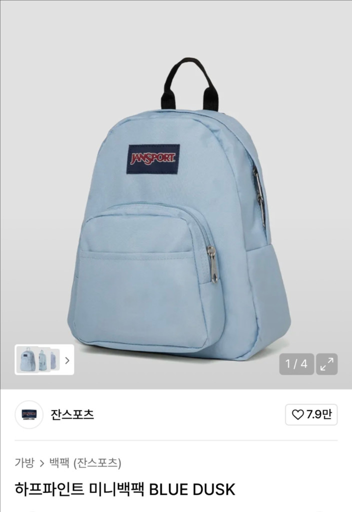 잔스포츠 하프파인트 미니백팩 블루더스크 색상 이미지