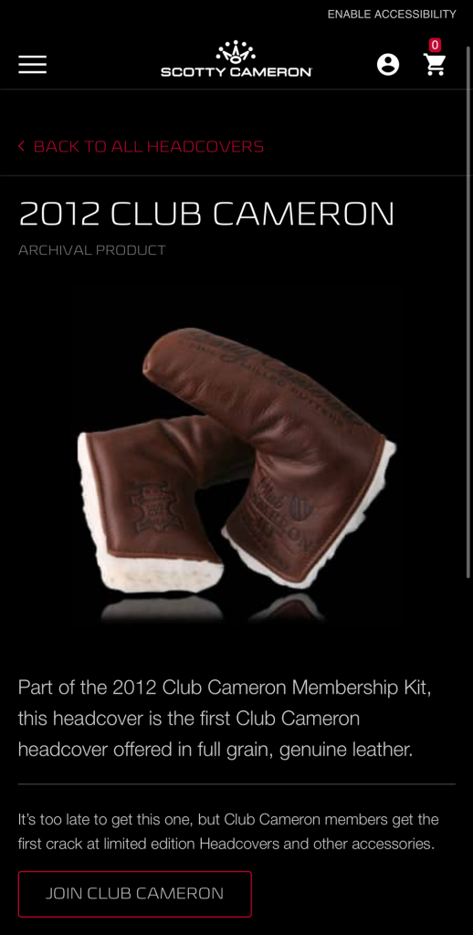 스카티카메론 2012 클럽 카메론 10주년 퍼터커버(새상퓸)--2