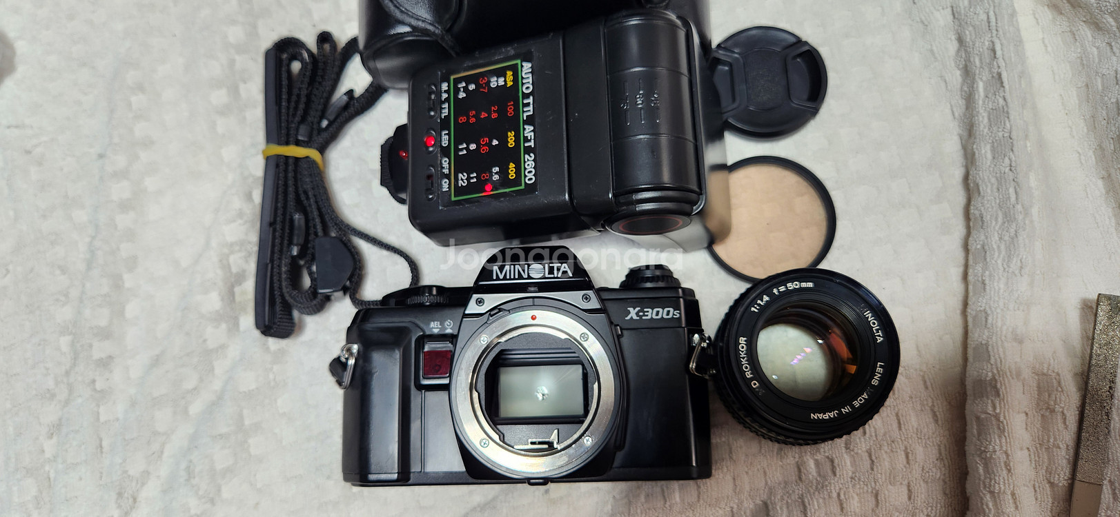 미놀타X300S(일본제,A급), MD ROKKOR 50/1:1.4, 후레쉬, 케이스.--8