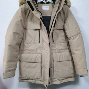 라코스테 베이지 익스페디션 후드점퍼 오리털 90사이즈