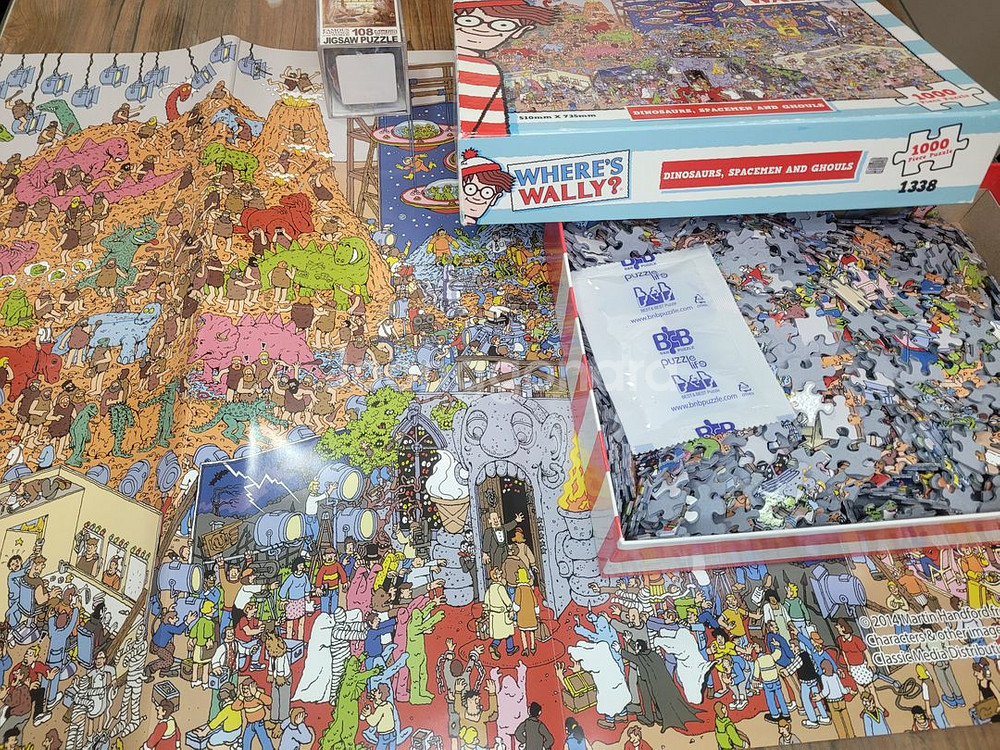 1000피스 직소퍼즐+108명작 월리를 찾아라 가족 게임 보드게임--3